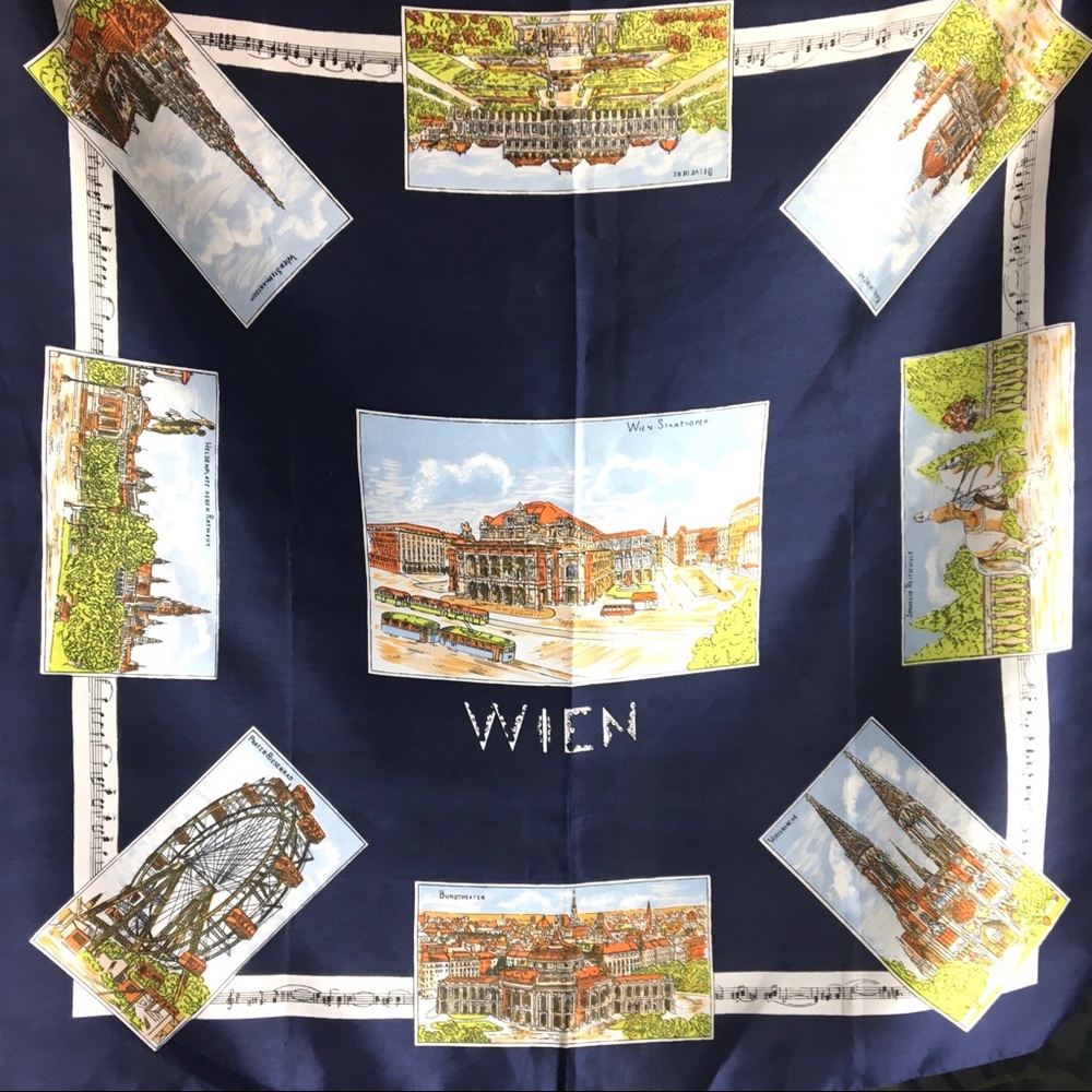👗5/$25👗Vintage Vienna Souvenir Scarf 26” x 26”